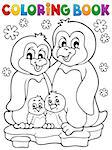 Coloring book penguin family theme 1 - eps10 vector illustration.