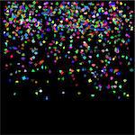 Falling Colorful Confetti Isolated on Dark Background