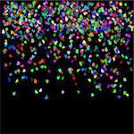 Falling Colorful Confetti Isolated on Dark Background.