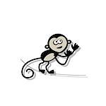Funny monkey for your design. Vector illustration