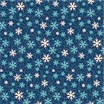 Blue Seamless Christmas pattern with snowflakes. Vector illustration.