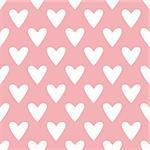 Tile vector pastel pattern with white hearts on pink background for seamless decoration wallpaper