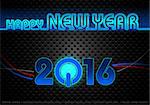 Happy New Year Card - Blue Lightning Neon Illustration, Vector