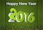 Green Happy New Year Greeting Card with Colorful Decoration - Illustration, Vector