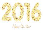 Happy New Year Greeting Card - 2016 Shape Composed of Small Golden Stars