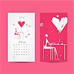 Calendar 2016 grid. Fashion girls design. Vector illustration