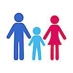 Colorful vector simple family icon with one boy