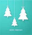 Hanging paper Christmas tree ornaments. Vector illustration.