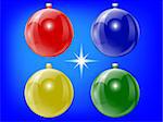 Four editable colored Christmas ball