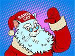 Santa Claus cat pop art retro style