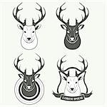 Deer silhouette standing on white background. Vector logo Illustration