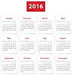 Calendar for 2016 year on white papers in English. Vector illustration