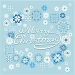 Merry Christmas card with snowflakes. Vector illustration