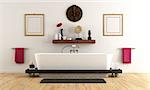Elegant bathroom with bathtub and ethnic decor - 3D Rendering