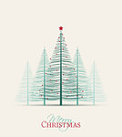 Set of Christmas trees, vector illustration Forest