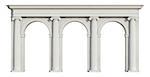 Ionic colonnade with three arch isolated on white - 3D Rendering