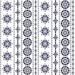 Vector seamless background with vertical ornamental snowflakes. Abstract geometric winter seamless pattern