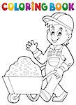 Coloring book construction worker 1 - eps10 vector illustration.