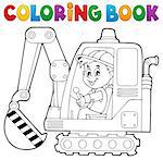 Coloring book excavator operator theme 1 - eps10 vector illustration.
