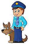 Policeman with guard dog image 1 - eps10 vector illustration.
