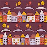 Village seamless pattern, vector illustration