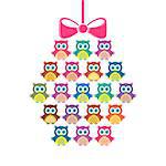 Cute vector merry christmas ball made of owls