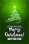 Green Christmas Greeting Card. Merry Christmas lettering.