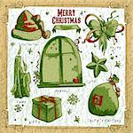 set of drawings by hand on a Christmas theme for your design