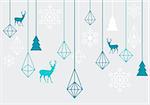 Abstract geometric Christmas ornaments with reindeer, vector design elements