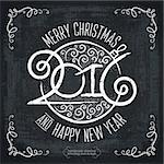 MERRY CHRISTMAS hand lettering 2016, vintage vector Illustration