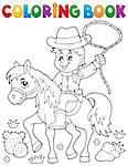 Coloring book cowboy on horse theme 1 - eps10 vector illustration.