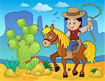 Cowboy on horse theme image 2 - eps10 vector illustration.