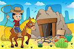 Cowboy on horse theme image 3 - eps10 vector illustration.