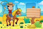 Cowboy on horse theme image 4 - eps10 vector illustration.