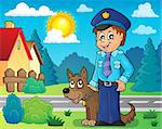 Policeman with guard dog image 3 - eps10 vector illustration.