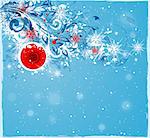Abstract Christmas background. Snowflakes and decorations on a blue background.