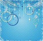 Christmas background with blue and white decorations