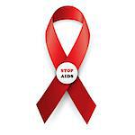 Vector illustration red ribbon - AIDS, HIV, heart disease, stroke awareness sign