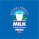 Universal graphic vector logo for natural dairy products