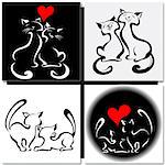 Happy cats in love. Set of Valentine cards