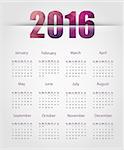 Simple 2016 year calendar with polygonal header