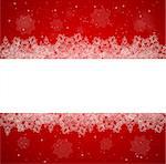 Horizontal red Christmas banner with snowflakes