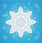 Decorative blue vector Christmas background with snowflake