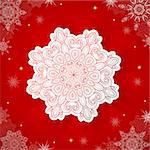 Decorative red vector Christmas background with snowflake