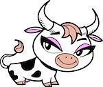 Cute Little Smiling Cartoon Cow With Pretty Eyes