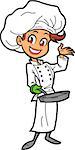 Happy Smiling Female Chef Holding Frying Pan