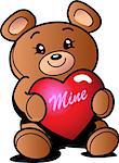 Cute Valentine's Day Teddy Bear with Heart That Says "Mine"