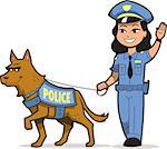 K-9 Police Dog and Asian Female Police Officer