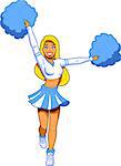 Pretty Blonde Smiling Cheerleader With Pom Poms in the Air