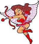 Sexy Female Cupid Shooting a Heart Arrow